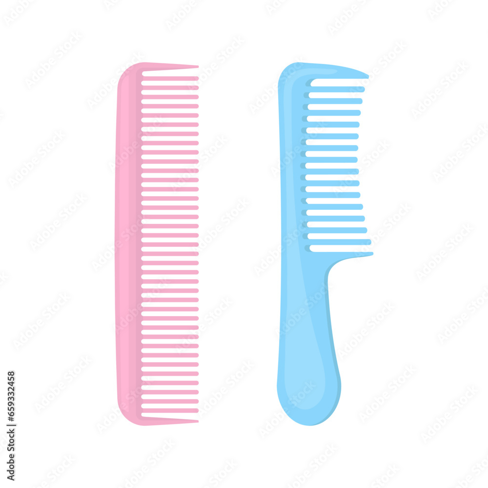 Hair combs flat vector illustration on white background Hair combs flat vector illustration on white background