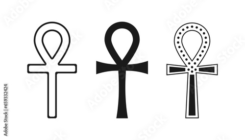 Egyptian cross ankh silhouette set different shape
