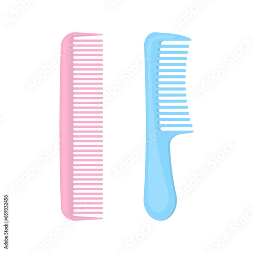 Hair combs flat vector illustration on white background