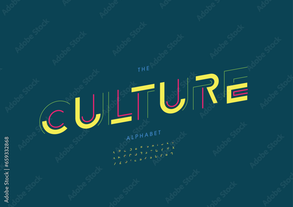 Vector of stylized modern font and alphabet Vector of stylized modern font and alphabet