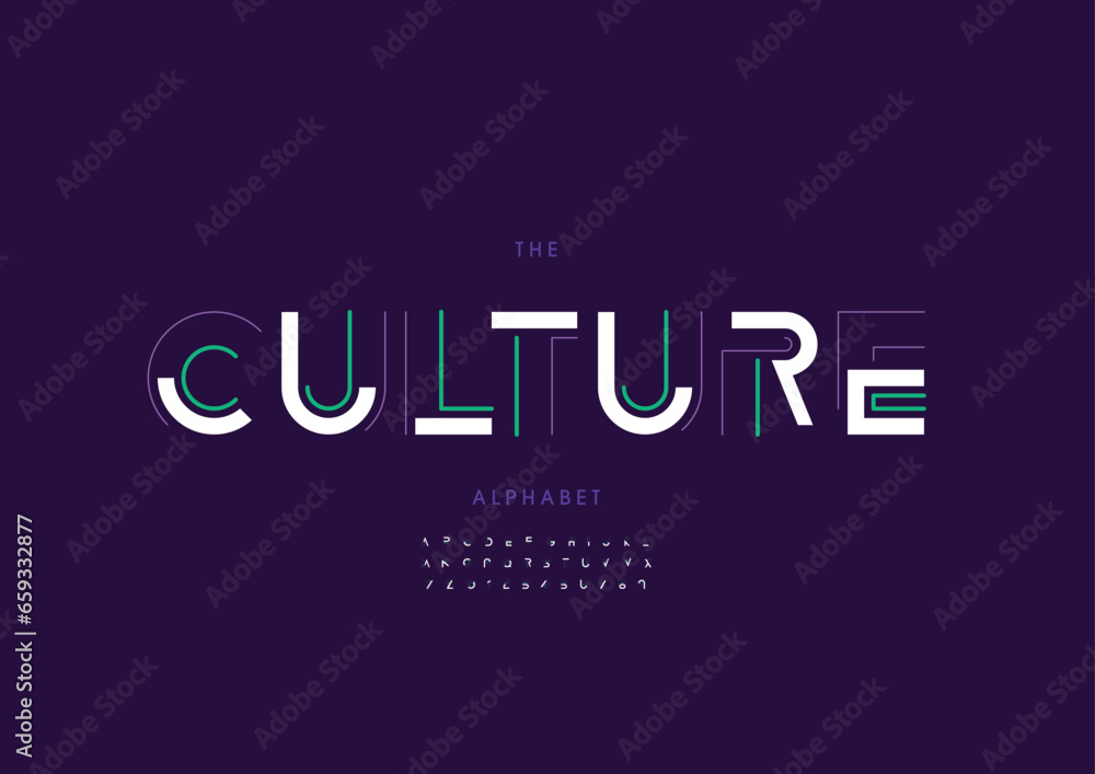 Vector of stylized modern font and alphabet Vector of stylized modern font and alphabet