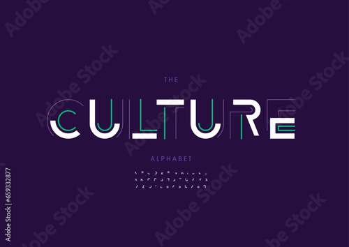 Vector of stylized modern font and alphabet