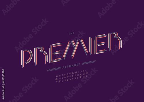 Vector of stylized modern font and alphabet
