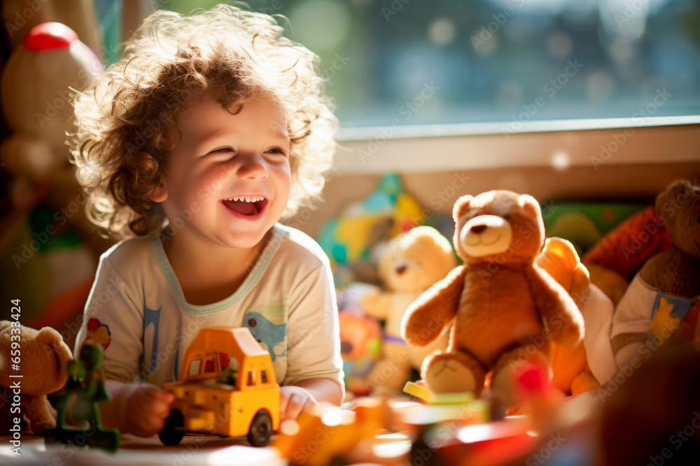 Fototapeta premium Happy little child playing