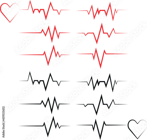 Red heartbeat line icon. on white background. Vector illustration. Vector Illustration heart Heart Beat pulse line concept design isolated on white background Heartbeat line. Pulse trace.