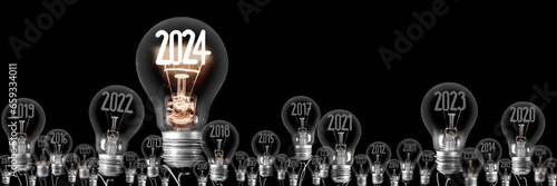 Light Bulbs with New Year 2024 photo
