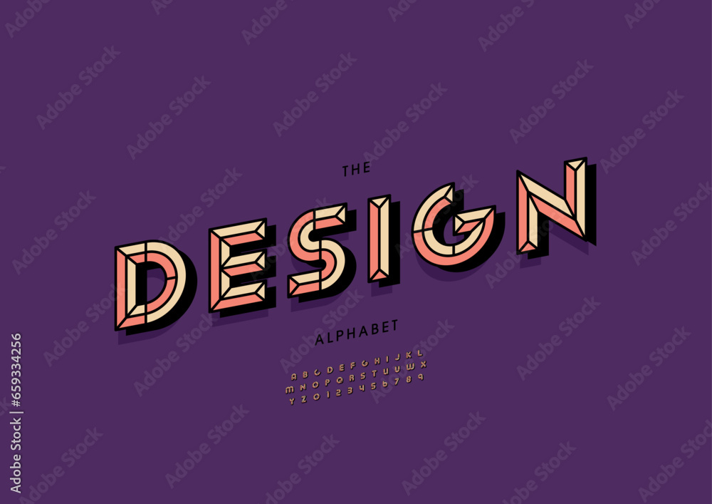 Vector of stylized modern font and alphabet Vector of stylized modern font and alphabet