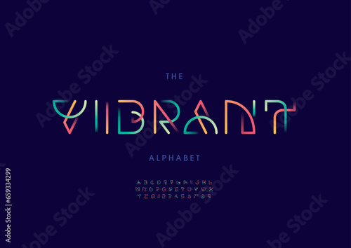 Vector of stylized modern font and alphabet
