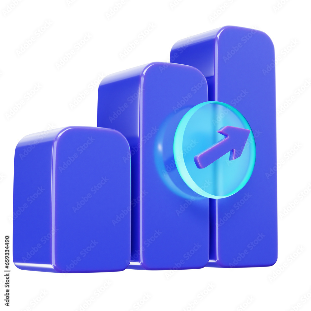 3D rendering of a high resolution Graphic chart icon/illustration in blue tones with transparency. 3D rendering of a high resolution Graphic chart icon/illustration in blue tones with transparency.