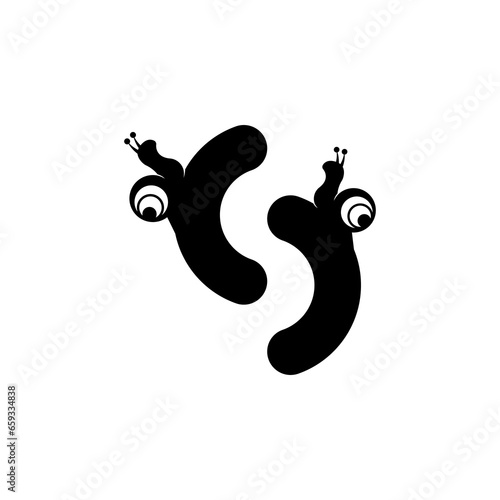 letter s and snail negative space logo designs
