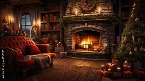 Interior of beautiful room decorated for Christmas © HN Works