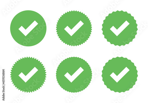Check mark icon vector set collection in flat style. Tick, approve sign symbol