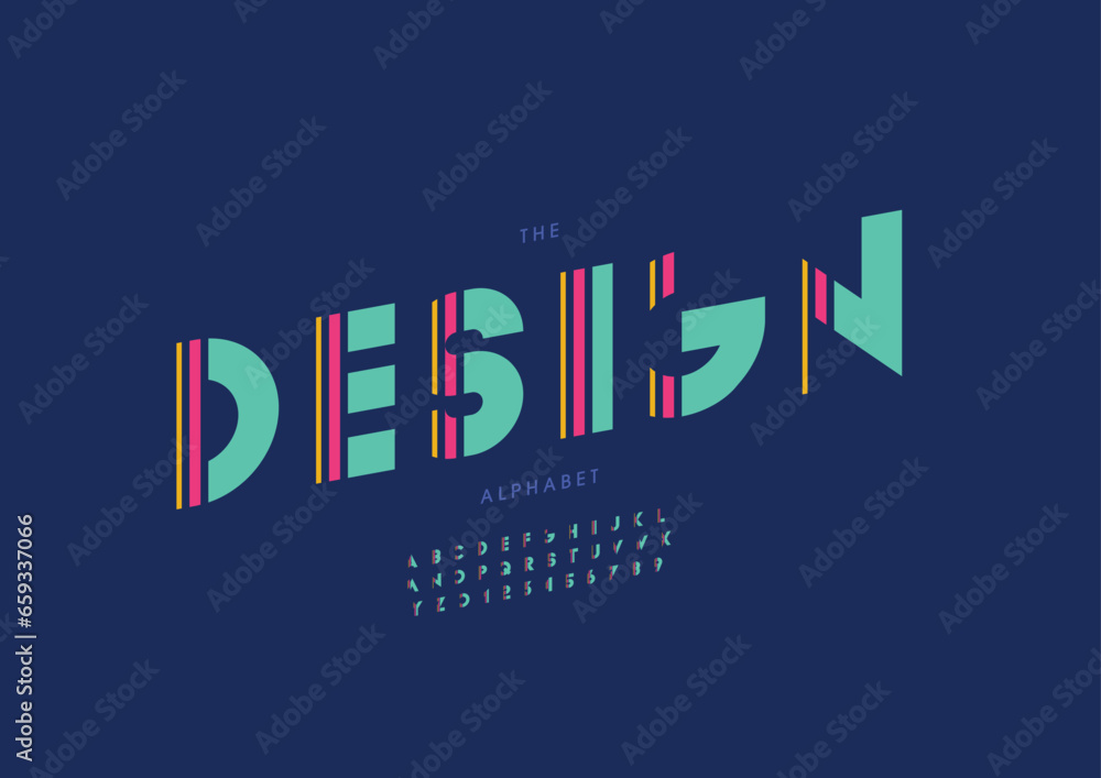 Vector of stylized modern font and alphabet Vector of stylized modern font and alphabet