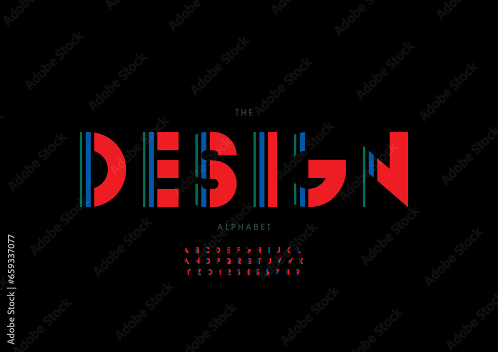 Vector of stylized modern font and alphabet Vector of stylized modern font and alphabet