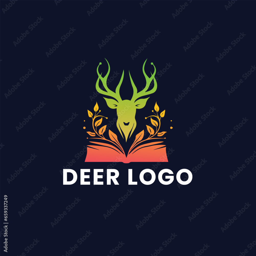 Obraz premium Deer Gradient Colorful Logo. Deer Head Logo Design
