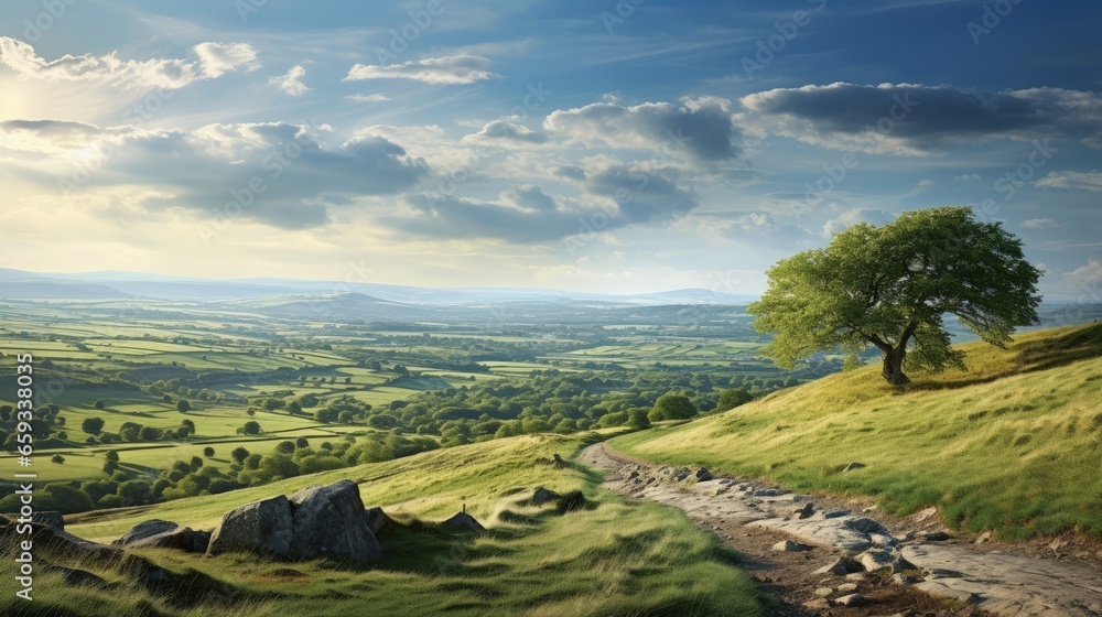 cleeve hill, the cotswolds nr. Cheltenham, Gloucestershire - The Cotswolds in the English Midlands, UK