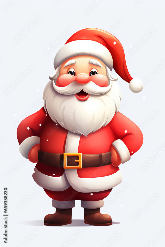 Obraz premium Father Christmas portrait, also known as Santa Claus or Saint Nicholas during the December winter festive season, isolated on a white background, Generative AI stock illustration image
