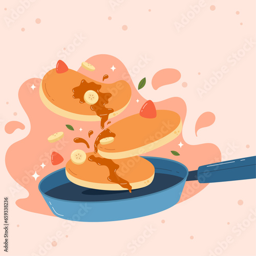 Flat design of cute pancake day vector