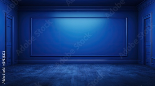 empty blue room in 3d background. © HN Works