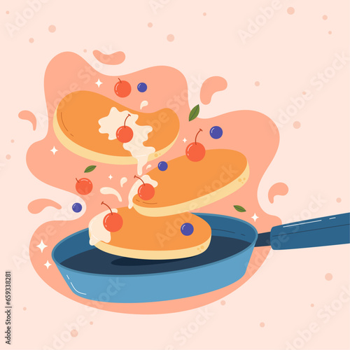 Flat design of cute pancake day vector