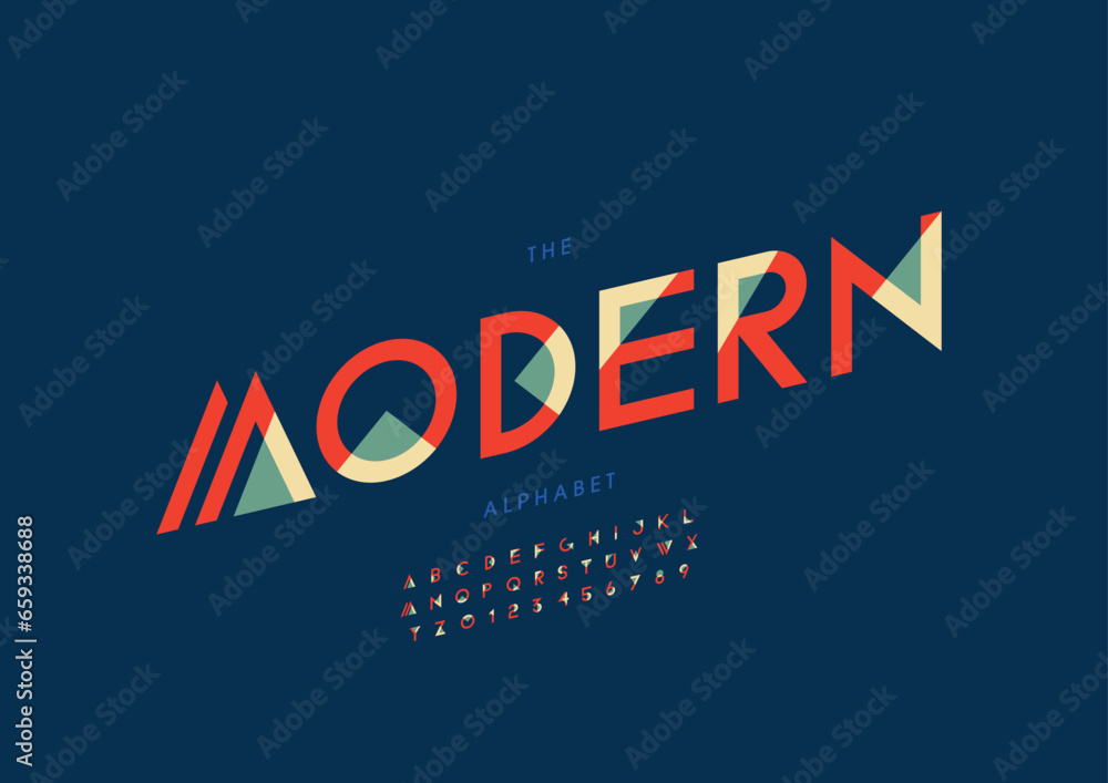 Vector of stylized modern font and alphabet Vector of stylized modern font and alphabet