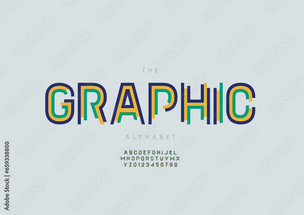 Vector of stylized modern font and alphabet Vector of stylized modern font and alphabet