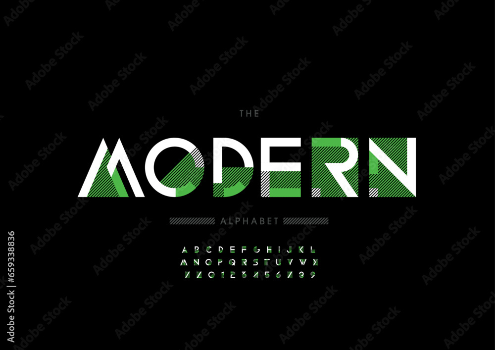 Fototapeta premium Vector of stylized modern font and alphabet
