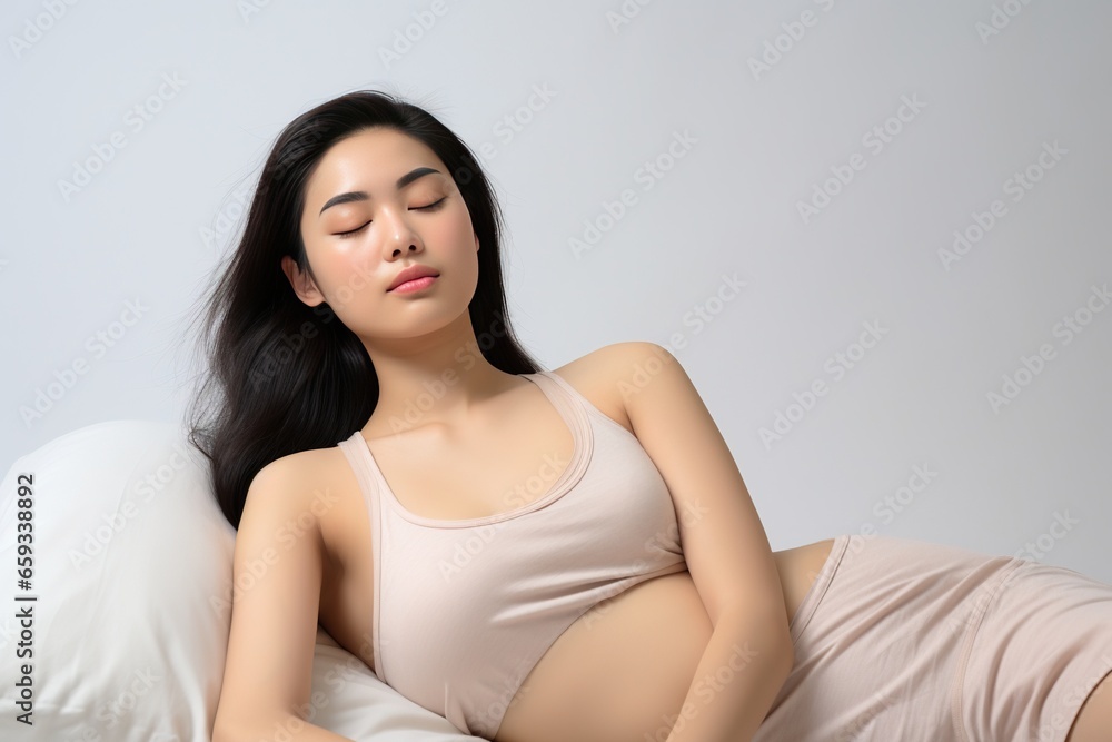 Beautiful asian woman sleeping on the bed in the bedroom. Beautiful asian woman sleeping on the bed in the bedroom.