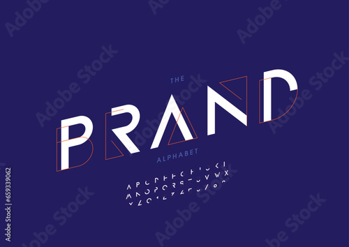 Vector of stylized modern font and alphabet