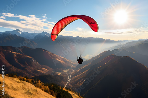 A Paraglider Soaring High Above a Scenic Landscape