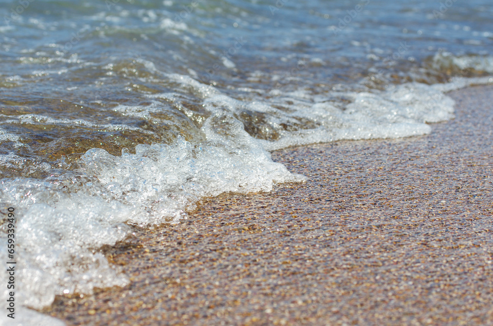 Soft wave of sea on sandy beach. Background. Soft wave of sea on sandy beach. Background.