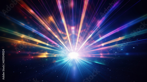 Abstract background with rays of light and a bokeh effect. 