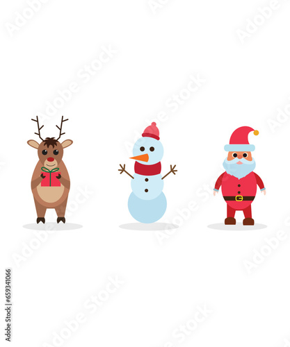 Christmas Icons Of Deer Snow Man And Santa Clause © Thomas