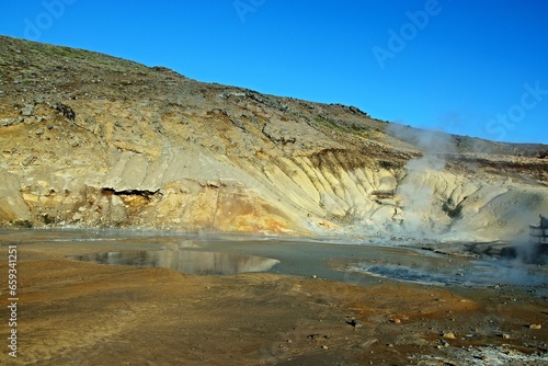 Iceland-view of Seltun Geothermal Area and its surroundinds
