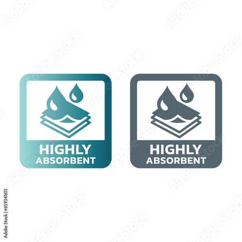 Highly absorbent layer vector label. Absorbing napkin, diaper or pad sticker.