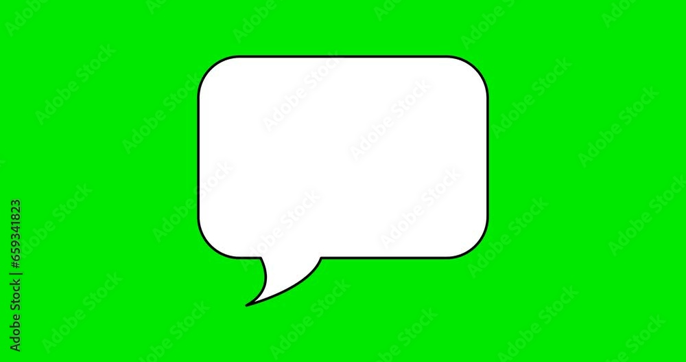 Animated white outlined speech bubble, chat balloon icon. Animated white outlined speech bubble, chat balloon icon.