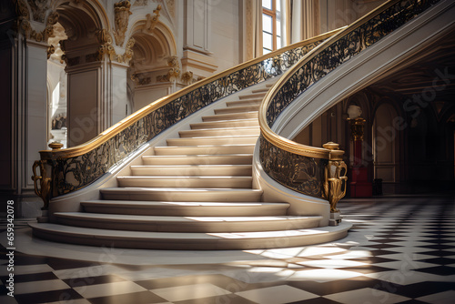 A Grand Staircase with Elegant Railings and New Treads photo