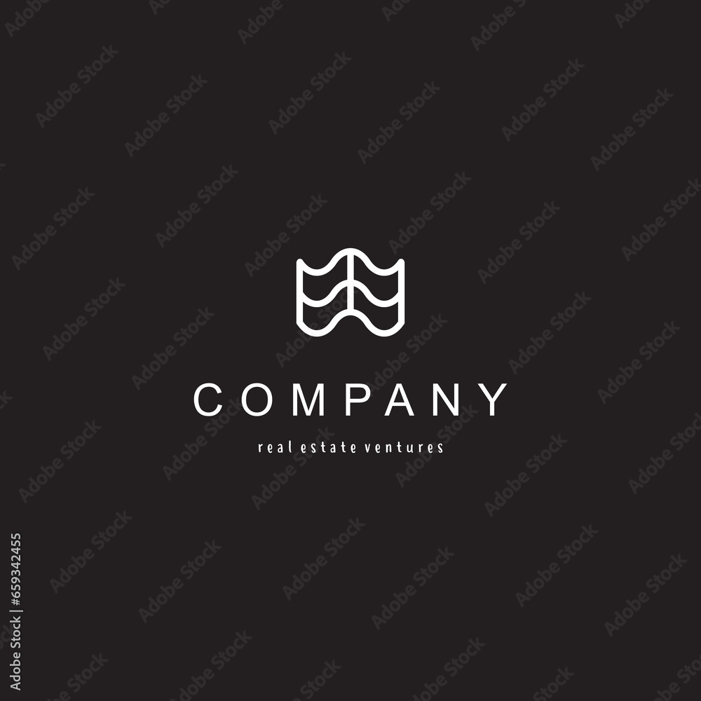 Minimalist w letter paper art wave line simple business, logo, design, brand identity, flat logo, company, editable, vector