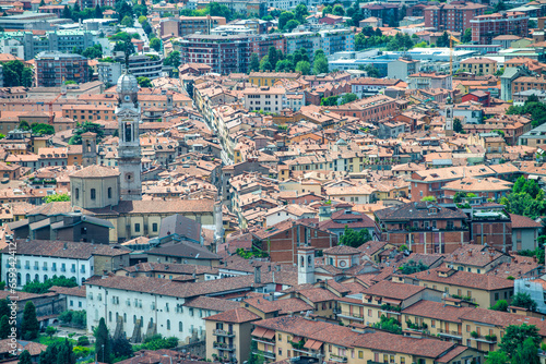 Medieval streets and buildings of Bergamo Alta on a sunny summer day, Italy © jovannig