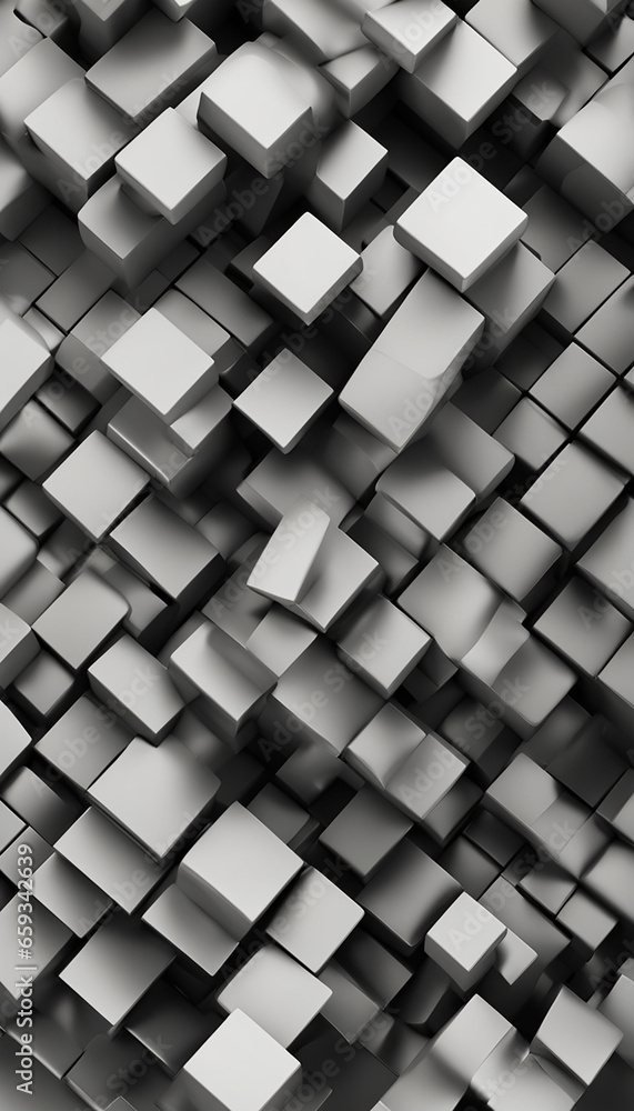 Fototapeta premium Abstract wallpaper formed from Black 3D Blocks. Tech 3D Render