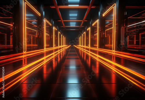 Yellow and red Neon illuminated futuristic backdrop realistic image- ultra hd- high design