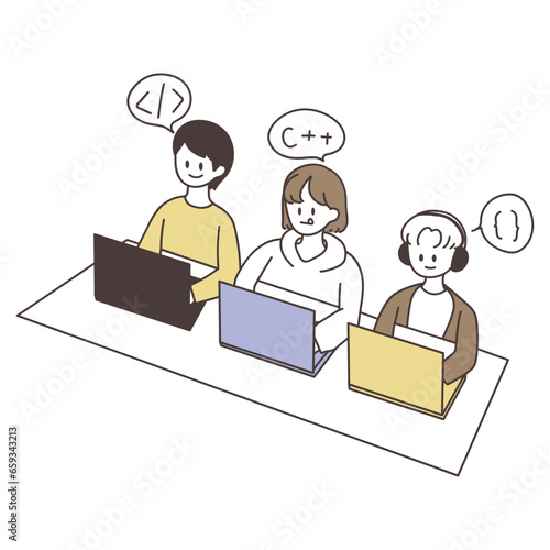 Coding club cartoon illustration