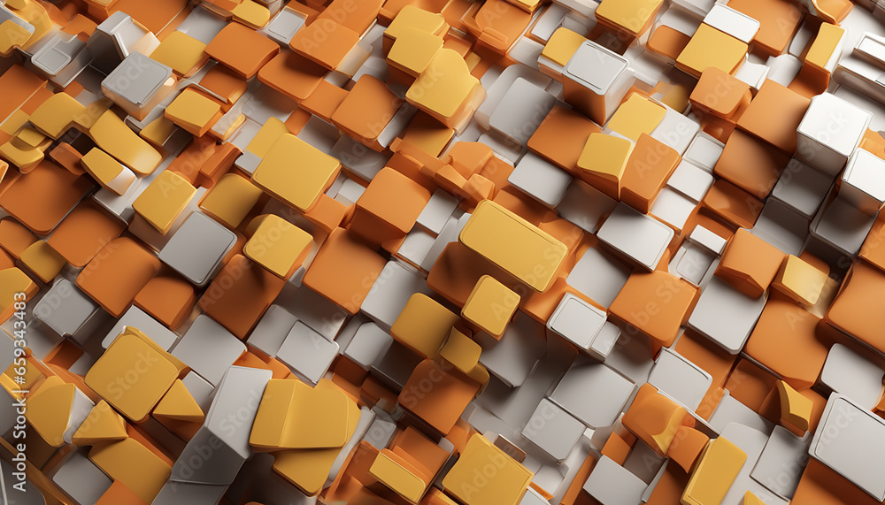 Abstract wallpaper made of Yellow and Orange 3D Shapes. Tech 3D Render Abstract wallpaper made of Yellow and Orange 3D Shapes. Tech 3D Render