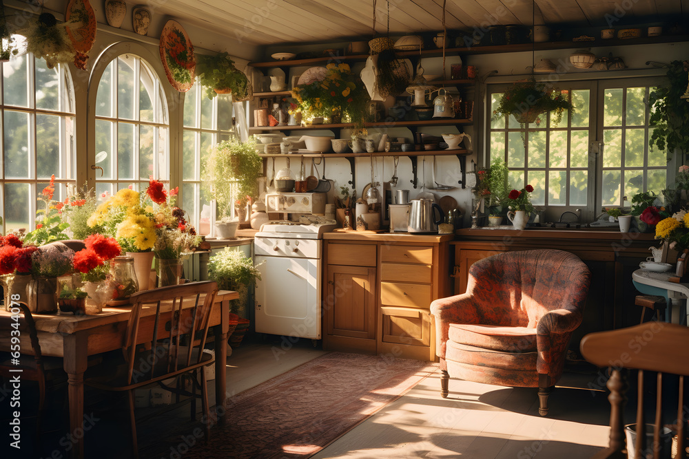 A Nostalgic Cottage with Antique Furnishings and Quaint Decor