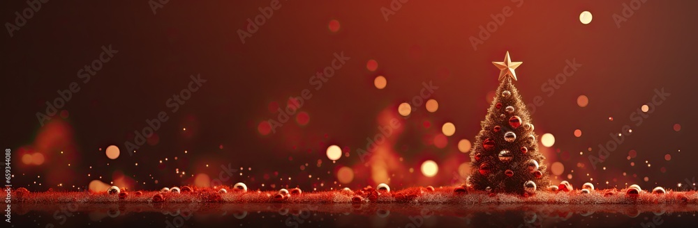 christmas tree on a red background with decorations christmas tree on a red background with decorations