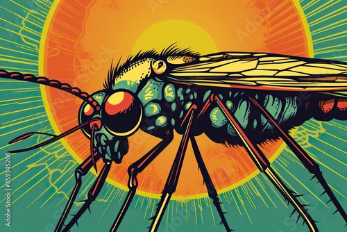 Pop art illustration of mosquito, concept of Insect