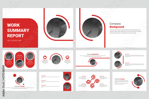 Red Simple business work report slide presentation template