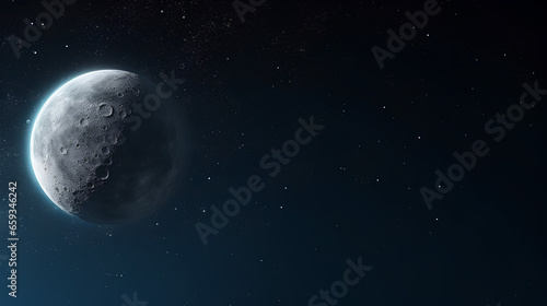 The Moon against the dark starry sky in the Solar System. Earth's only permanent natural satellite © Mohammad Xte