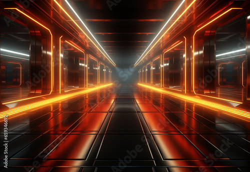 Yellow and red Neon illuminated futuristic backdrop realistic image- ultra hd- high design