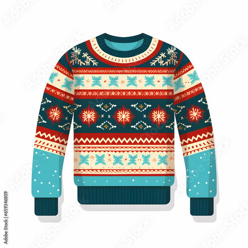 National Ugly Christmas Sweater Day flat illustration. High quality